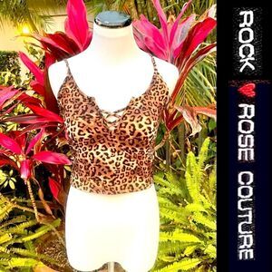 🍍3/$15🍍 Rock Rose Couture Leopard Cropped Tank